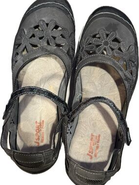 Women's JAMBU Gray Floral Mary Jane Comfort Shoes